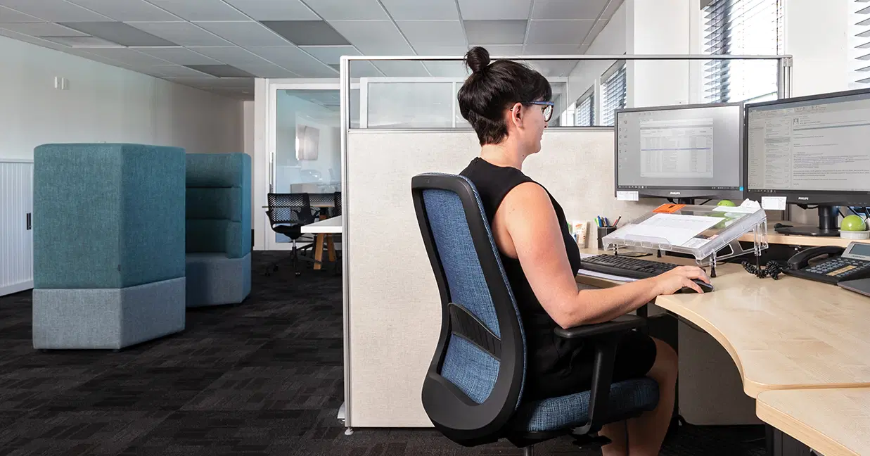 Bright interior desk near a glazed wall